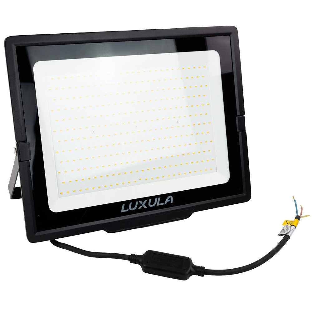 LUXULA LED Flutlichtstrahler LUXULA LED Fluter 300 W 3000 K Warmweiß Schwarz, LED fest integriert, Warmweiß