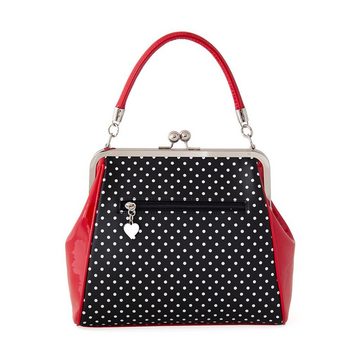 Banned Handtasche Polka Star Schwarz, Vintage Retro Lack Schleife Henkeltasche