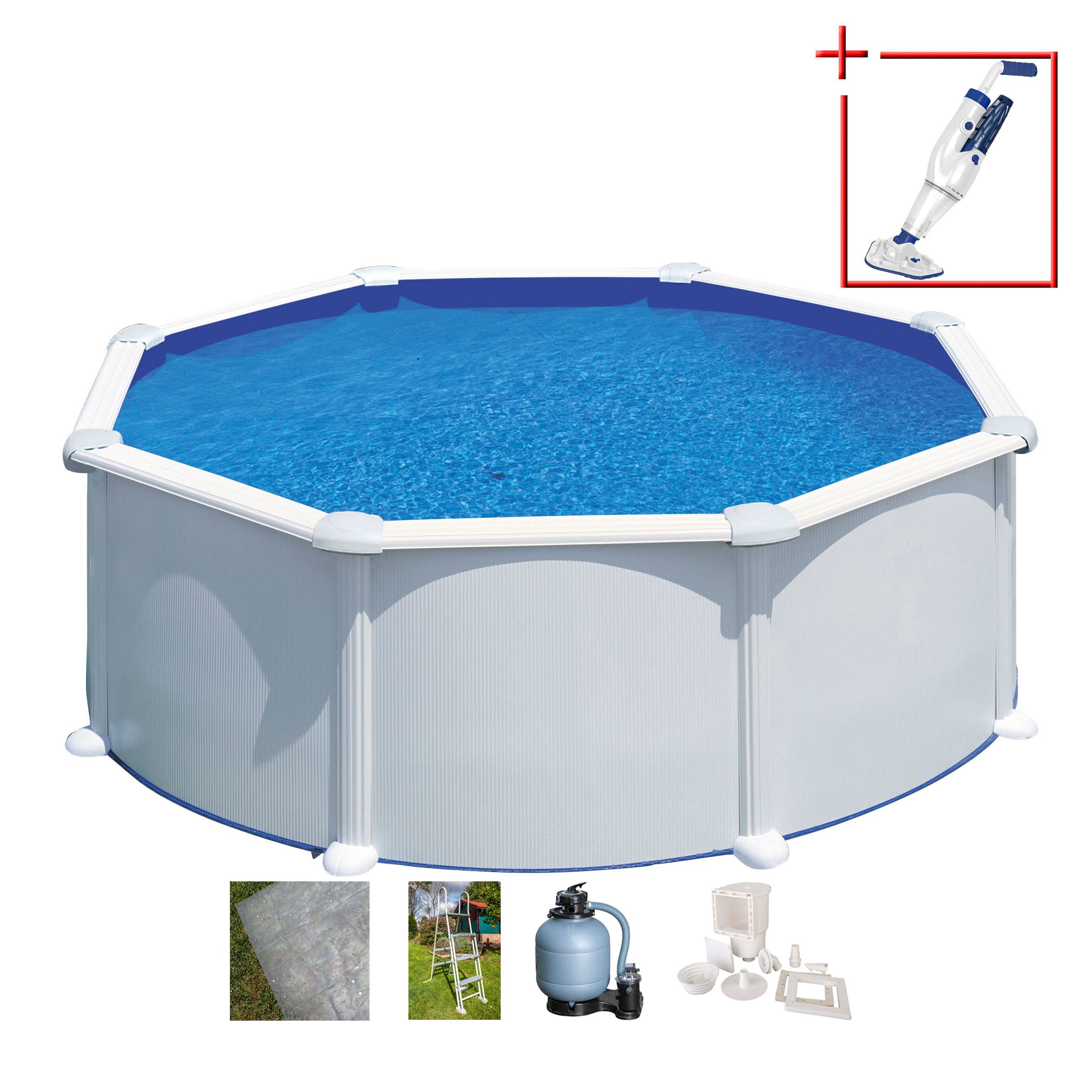 Gre Rundpool ATLANTIS inkl. Zubehör (Set, 5-tlg), Höhe: 132 cm, in versch. Größen