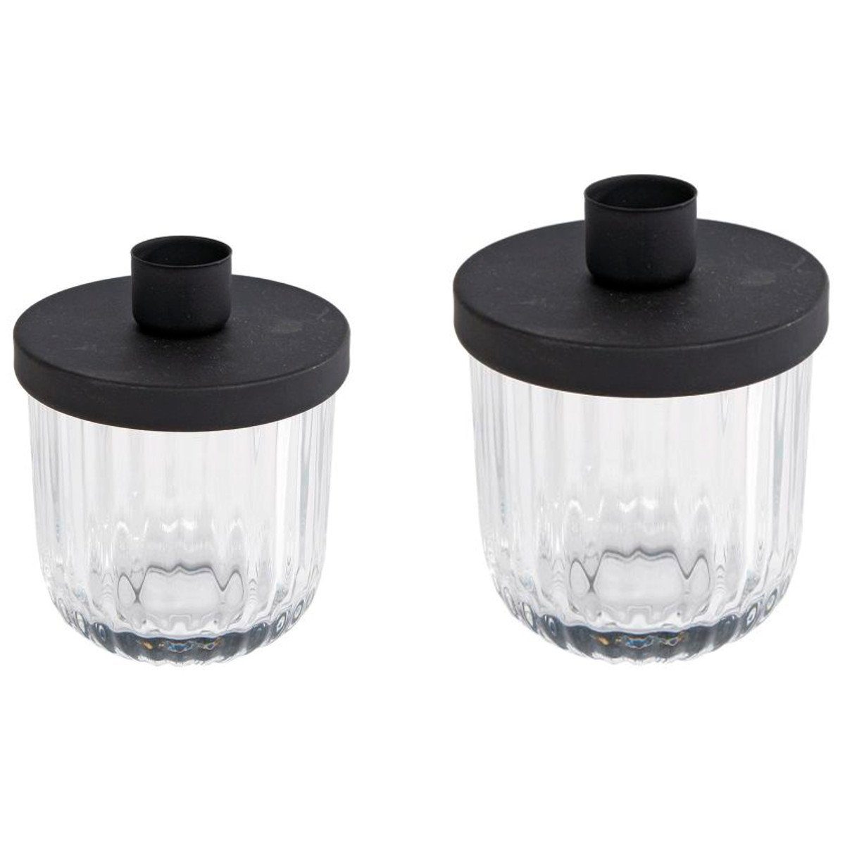 Macosa Home Kerzenhalter für Stabkerzen Glas Metall schwarz (2 St), Tisch-Dekoration Kerzen-Halter Kerzenleuchter Stabkerzenhalter
