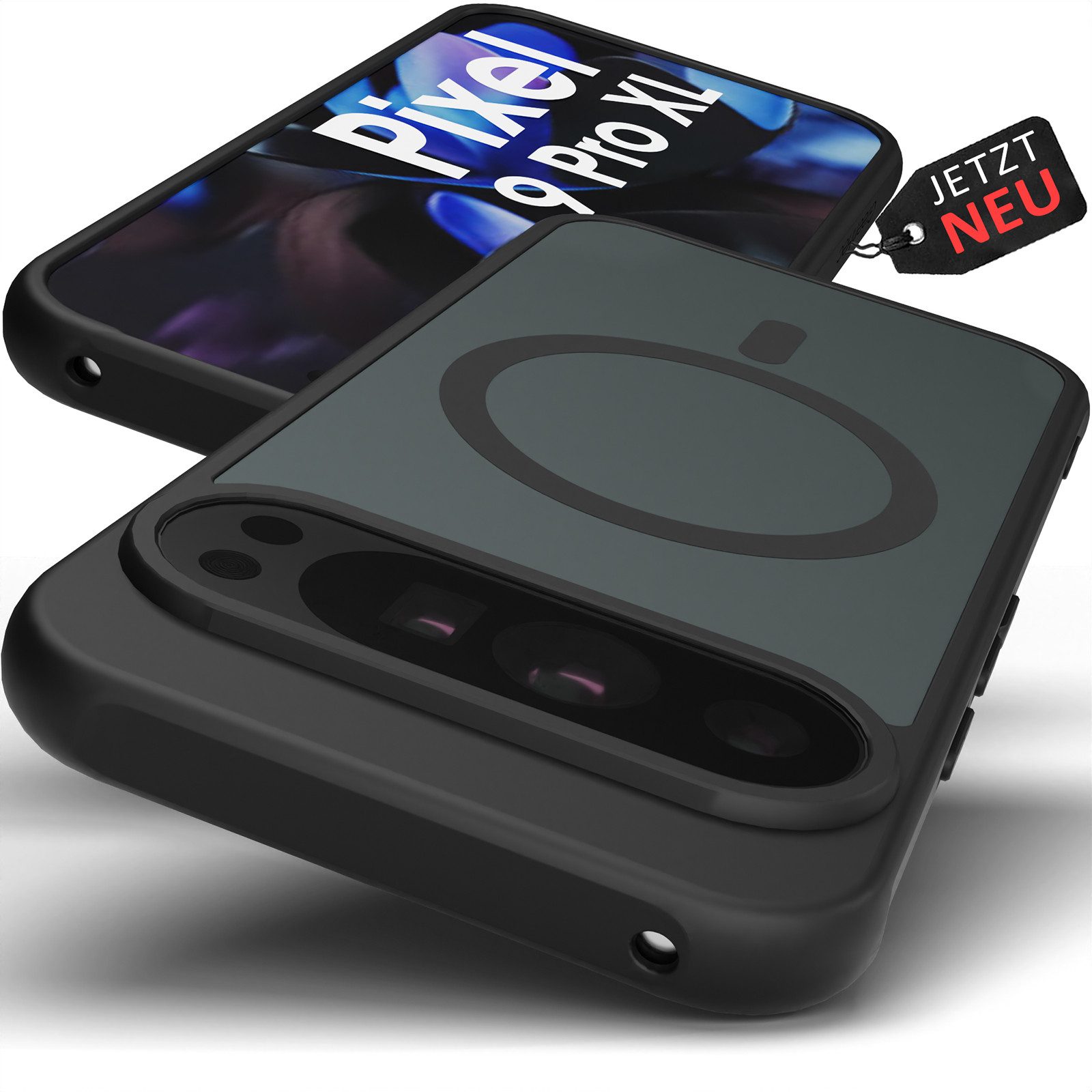 GreenHec Handyhülle Hülle Google Pixel 10 9 8 7 6 Pro a XL MagSafe Case Schutzhülle 7 Zoll, Handyhülle Schwarz Black Cover Mangetisch Induktives Laden Mangetisch