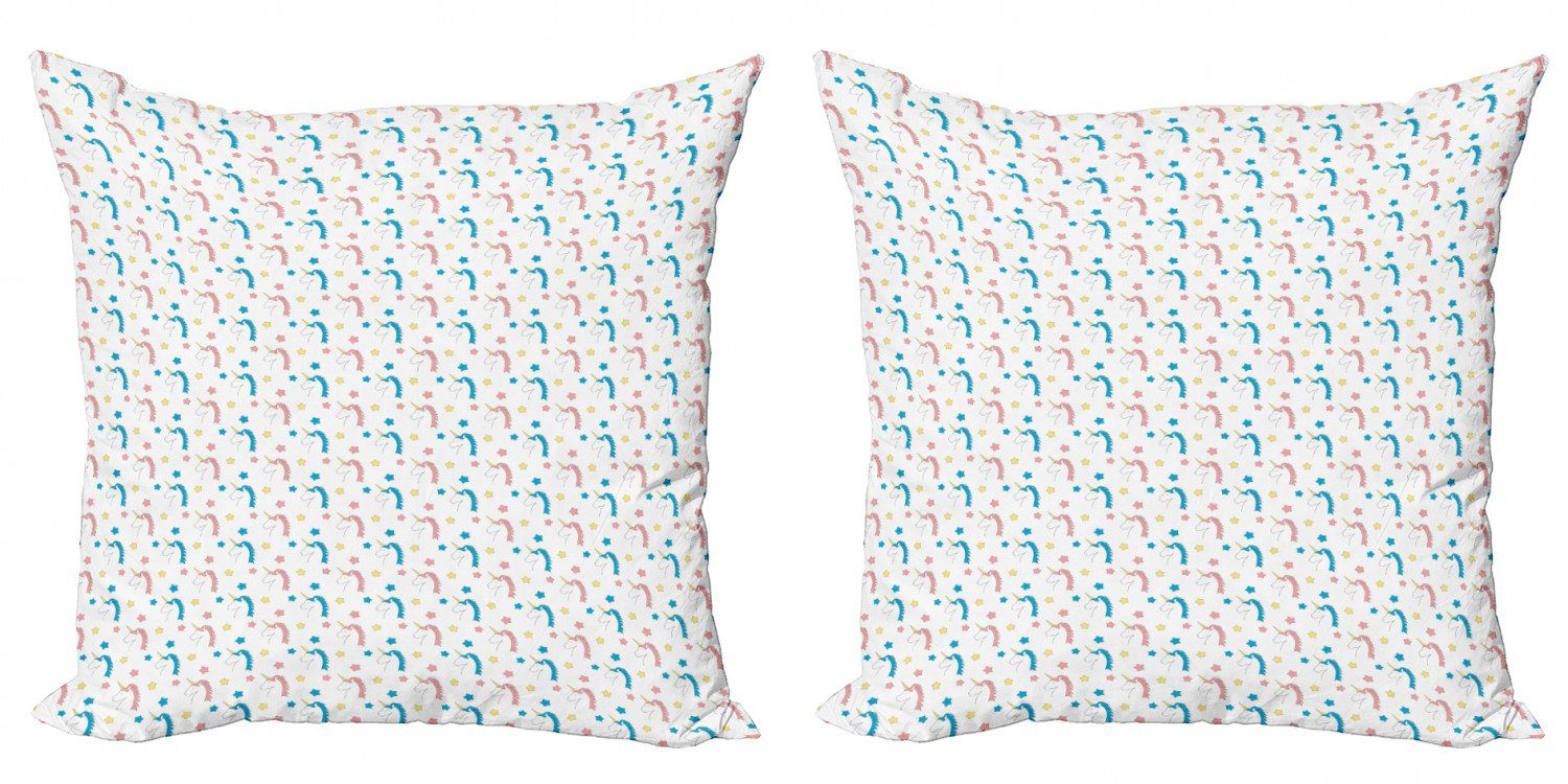 Kissenbezüge Modern Pastell Doppelseitiger Einhörner Abakuhaus Sterne Digitaldruck, Stück), (2 Bunte Accent