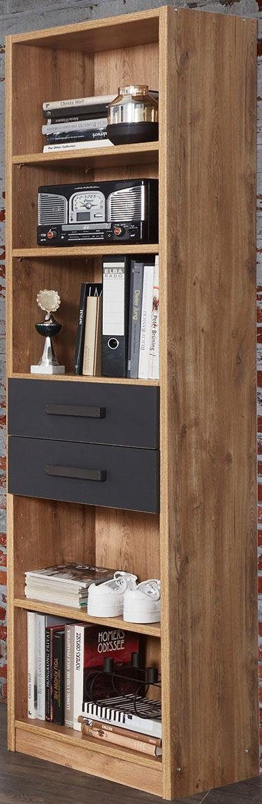 Wimex Standregal Liverpool, Ordnungshelfer mit 2 Schubladen und 5 offenen Fächern, modern rustikaler Look, Industrial Design, 47/38/198 cm