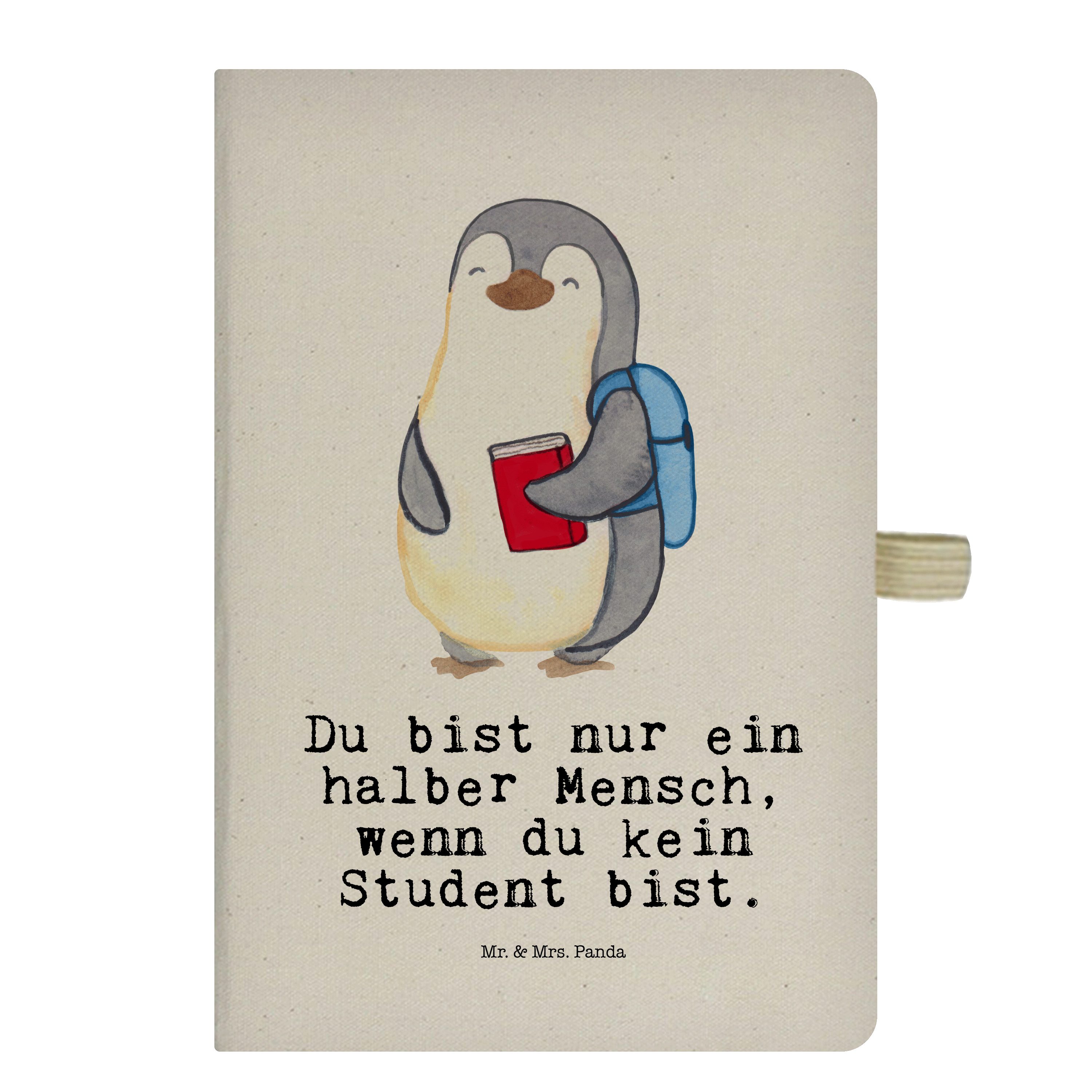 Mr. & Mrs. Panda Notizbuch Student Herz - Transparent - Geschenk, Notizheft, Notizblock, Beruf, Mr. & Mrs. Panda, Hardcover