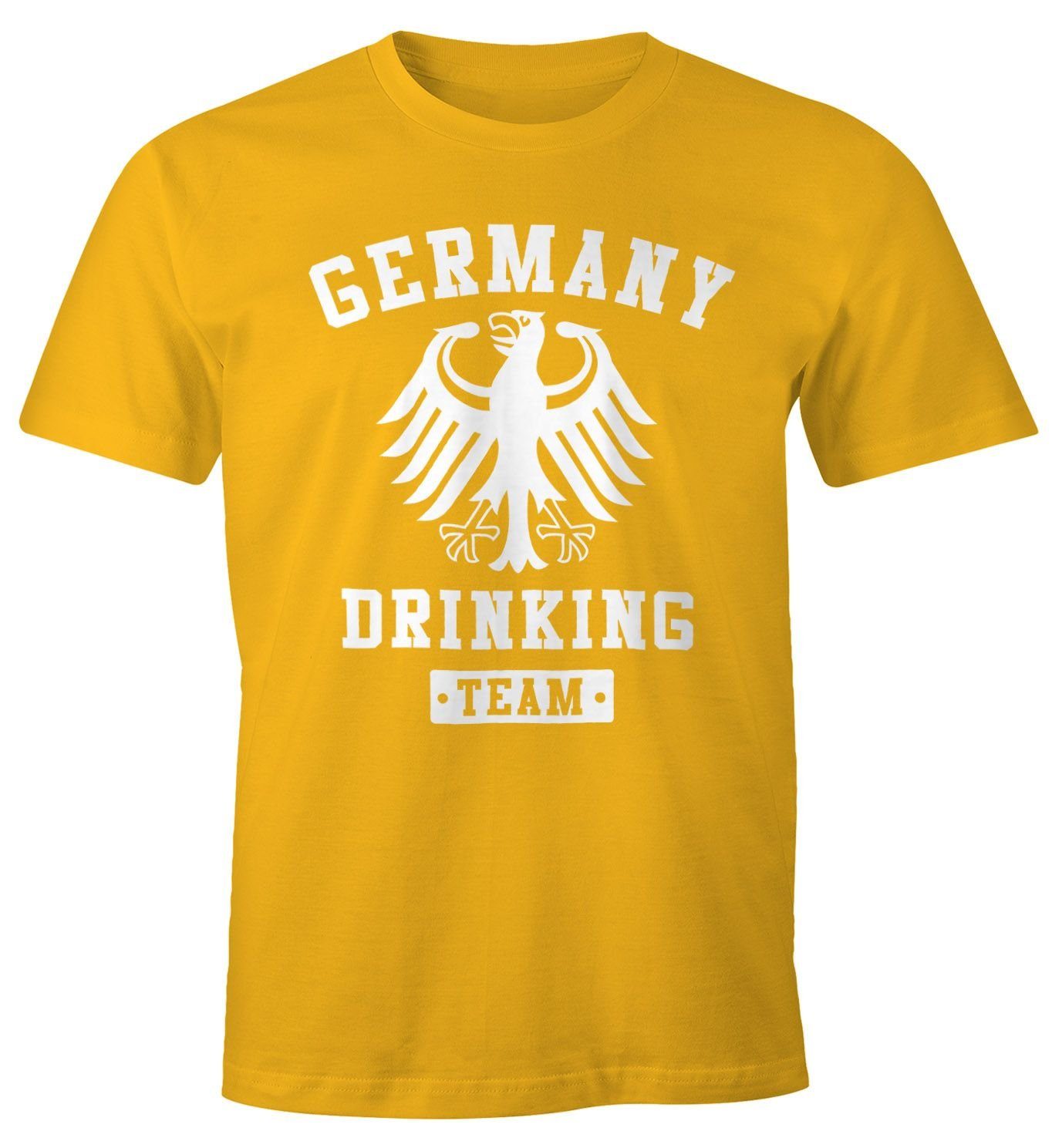 MoonWorks Print-Shirt Deutschland Herren T-Shirt Germany Drinking Team Bier Adler Fun-Shirt Moonworks® mit Print gelb | T-Shirts