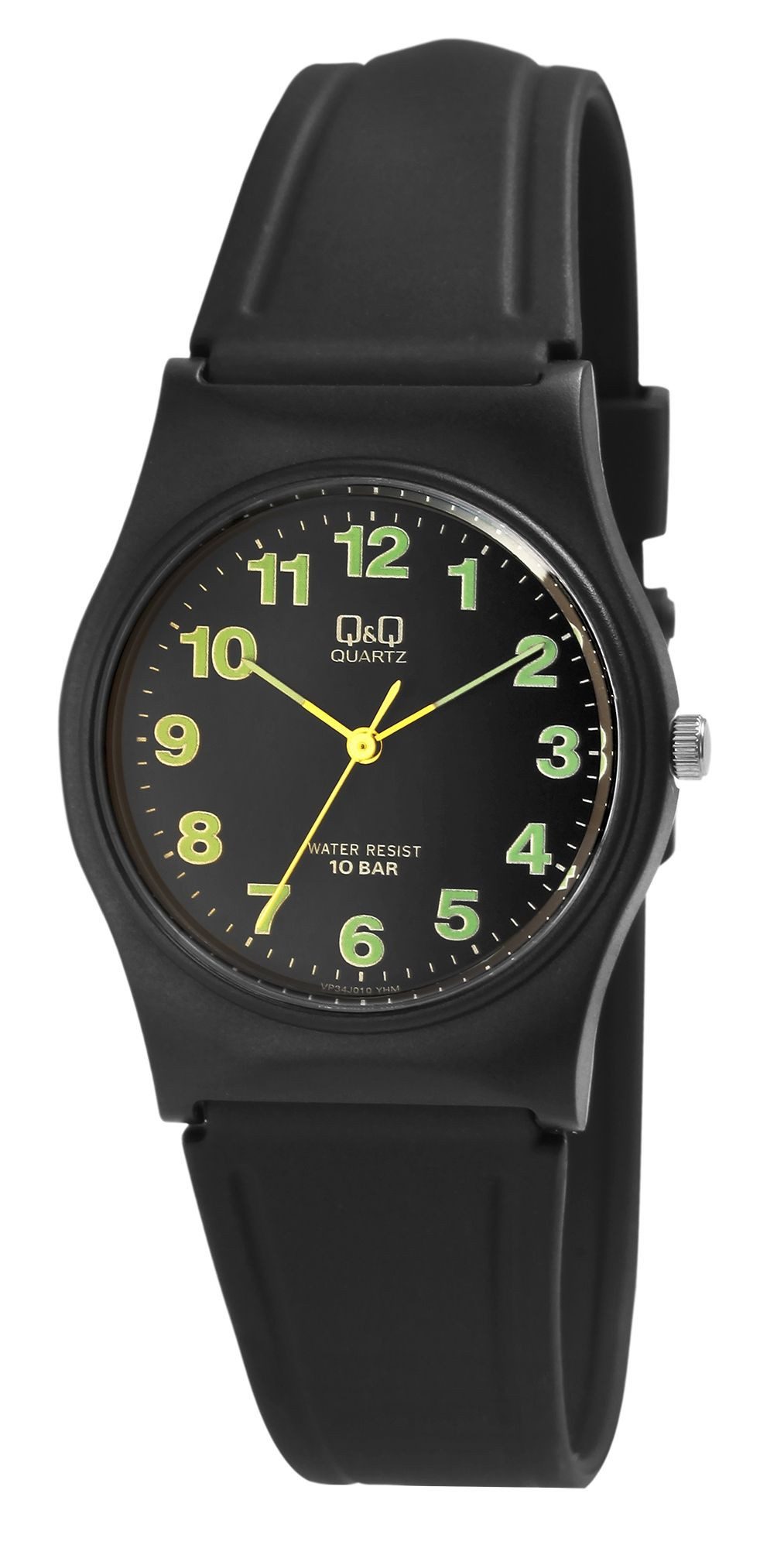 Q&Q Quarzuhr VP34J010Y Q&Q Unisexuhr mit Kunststoffarmband in schwarz, 10 Bar