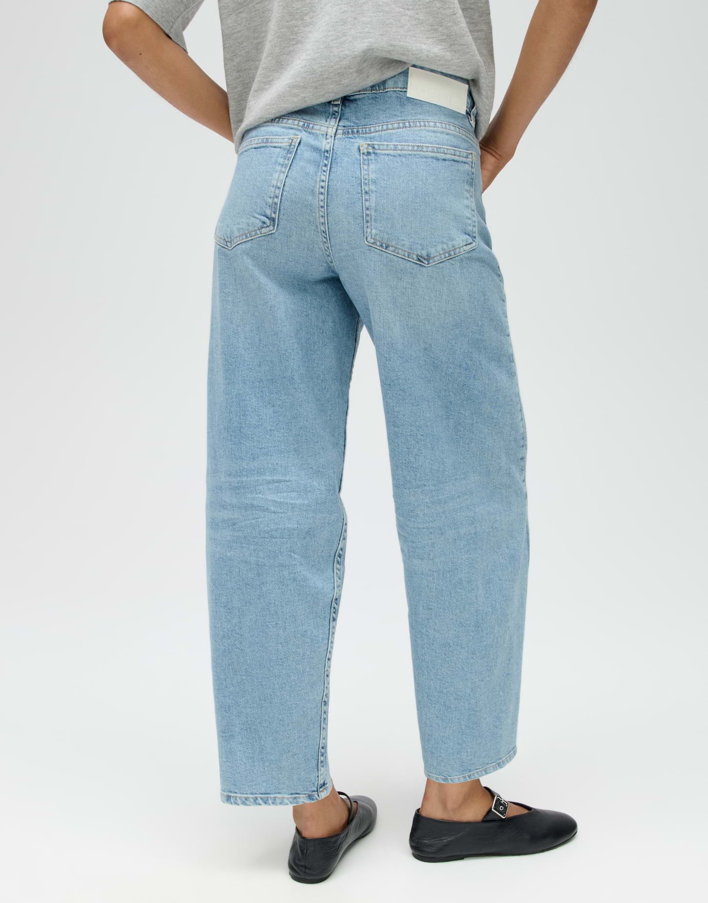 OPUS Relax-fit-Jeans Barrel Jeans aus BCI Cotton Mix Mid Rise Weicher Griff, 5-Pocket-Design, verdeckter Zip-Fly