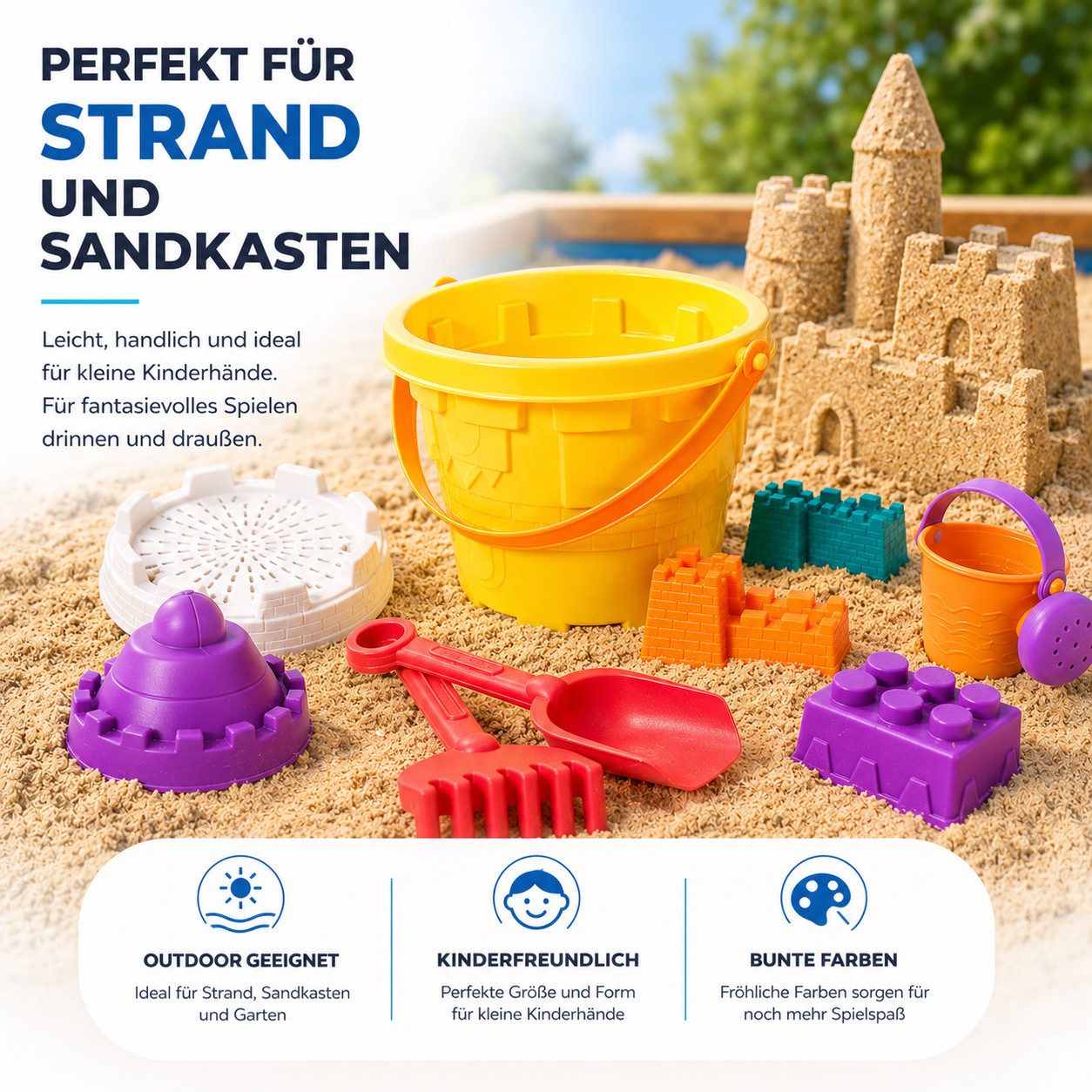 TK Gruppe Sandform-Set Sandspielzeug-Set aus Kunststoff, 4-, 9- oder 11-teilig – Bild 5 von 5