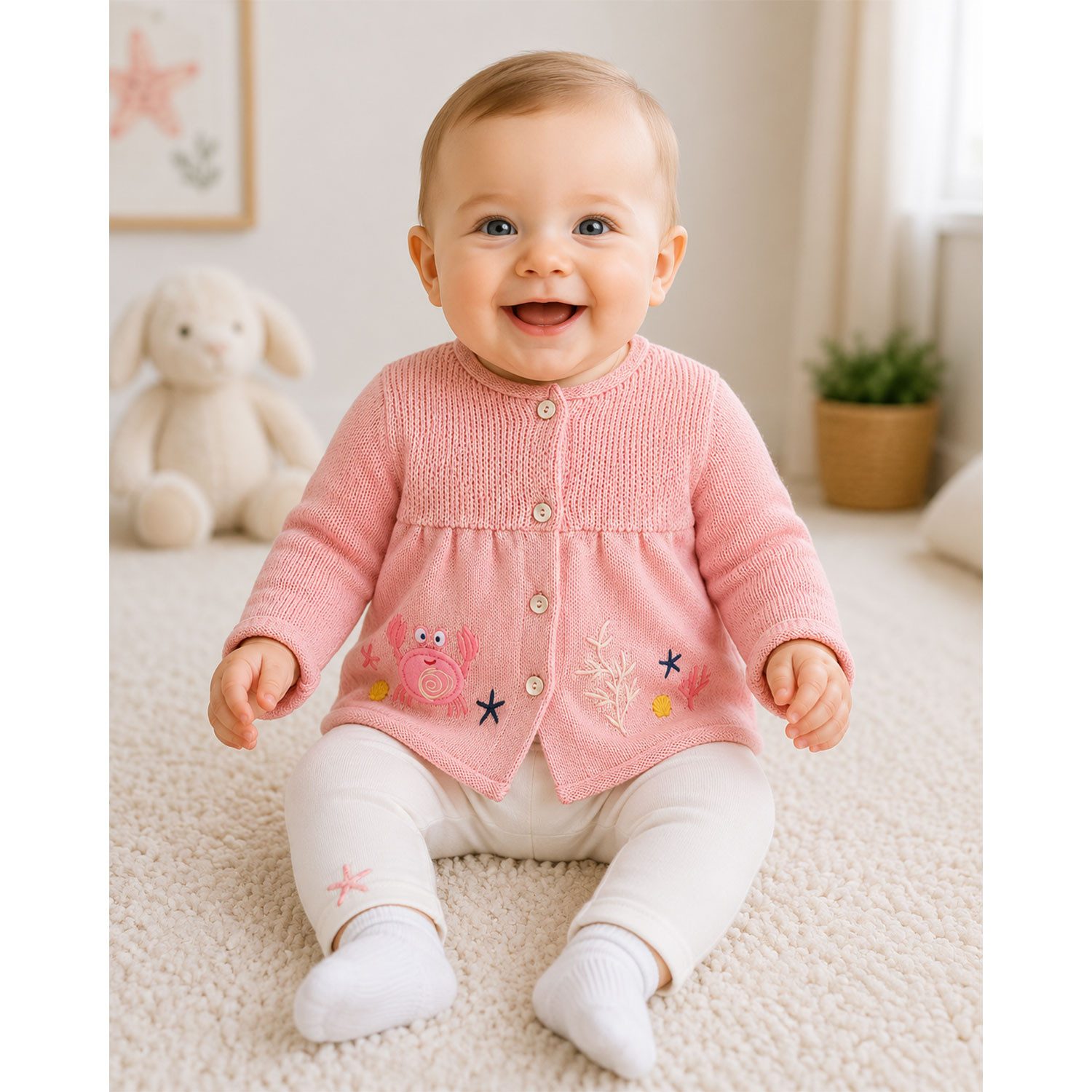 BONDI Strickjacke Baby Mädchen 'Marine Life' 86693, Candy Rosa
