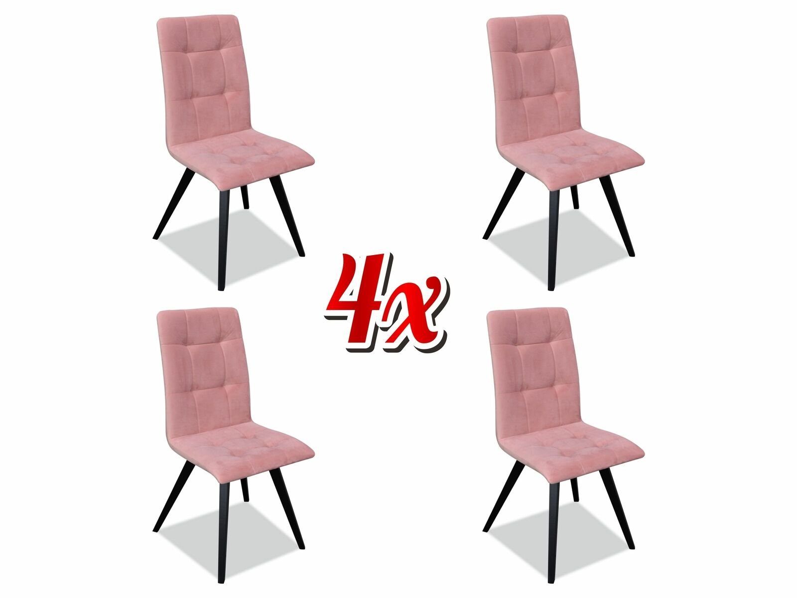 JVmoebel Stuhl, Stuhl Set 4x Stühle Textil Polster Lehn Massiv Holz Esszimmer Sitz Möbel Holz