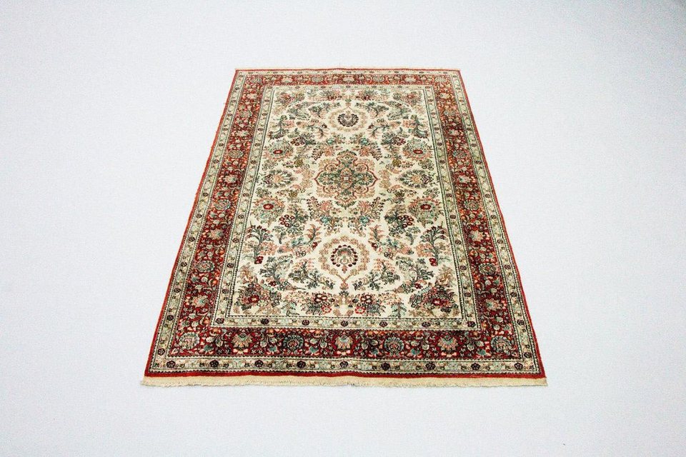 Teppich China Seide Teppich handgeknüpft beige, morgenland, rechteckig, Höhe:  5 mm, Hochwertig und aufwändig gefertigt