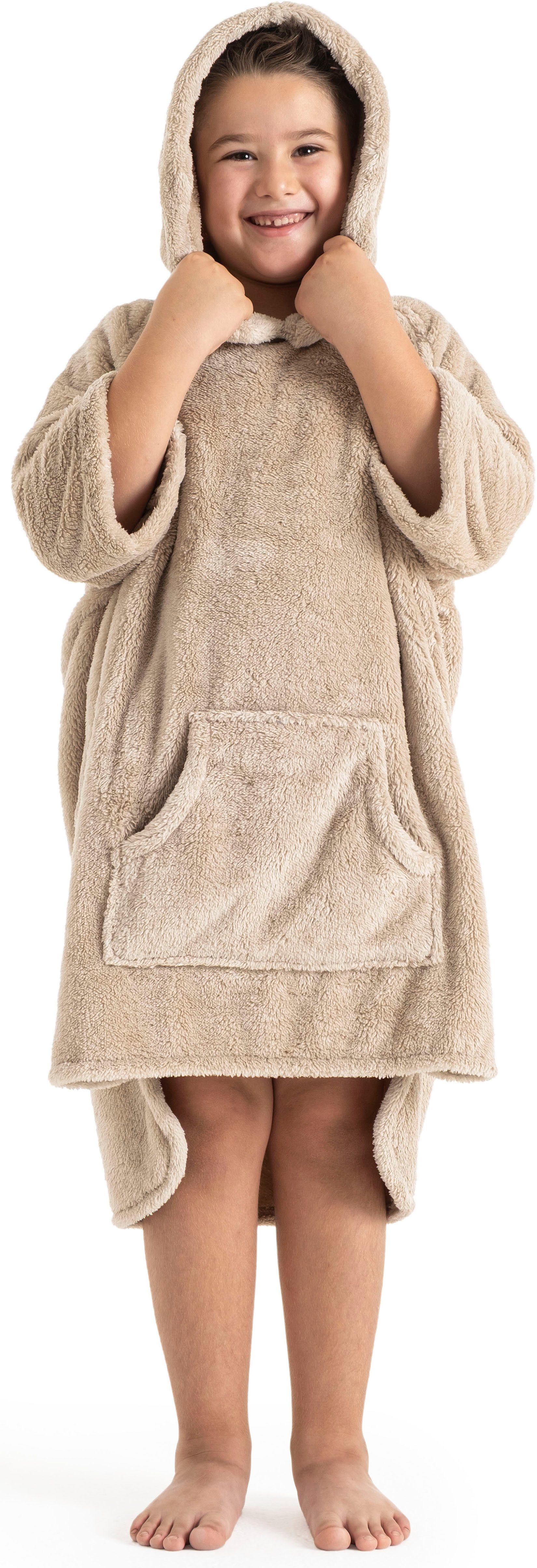 OTTO home Badeponcho Lillou, für Kinder, ideal für Urlaub oder im Schwimmbad, Midilänge, Microfaser, Kapuze, weich und kuschelig, Fleece, plüsch, Surfponcho