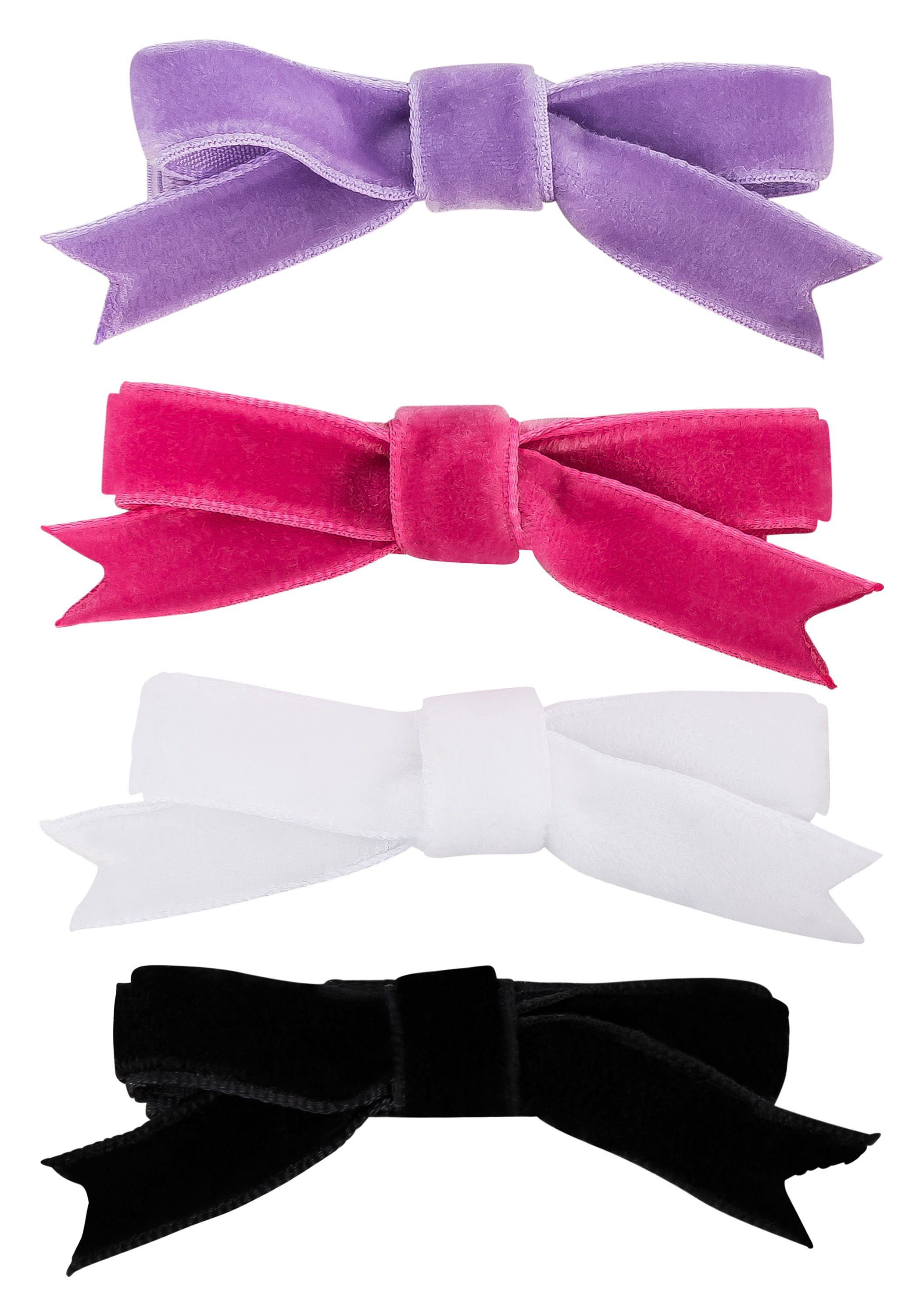 Haarspangen Schleifen Samt - pink, Haarspange mit aus Ballettschläppchen tanzmuster Mädchen schwarz weiß, für lila, Set, 4er