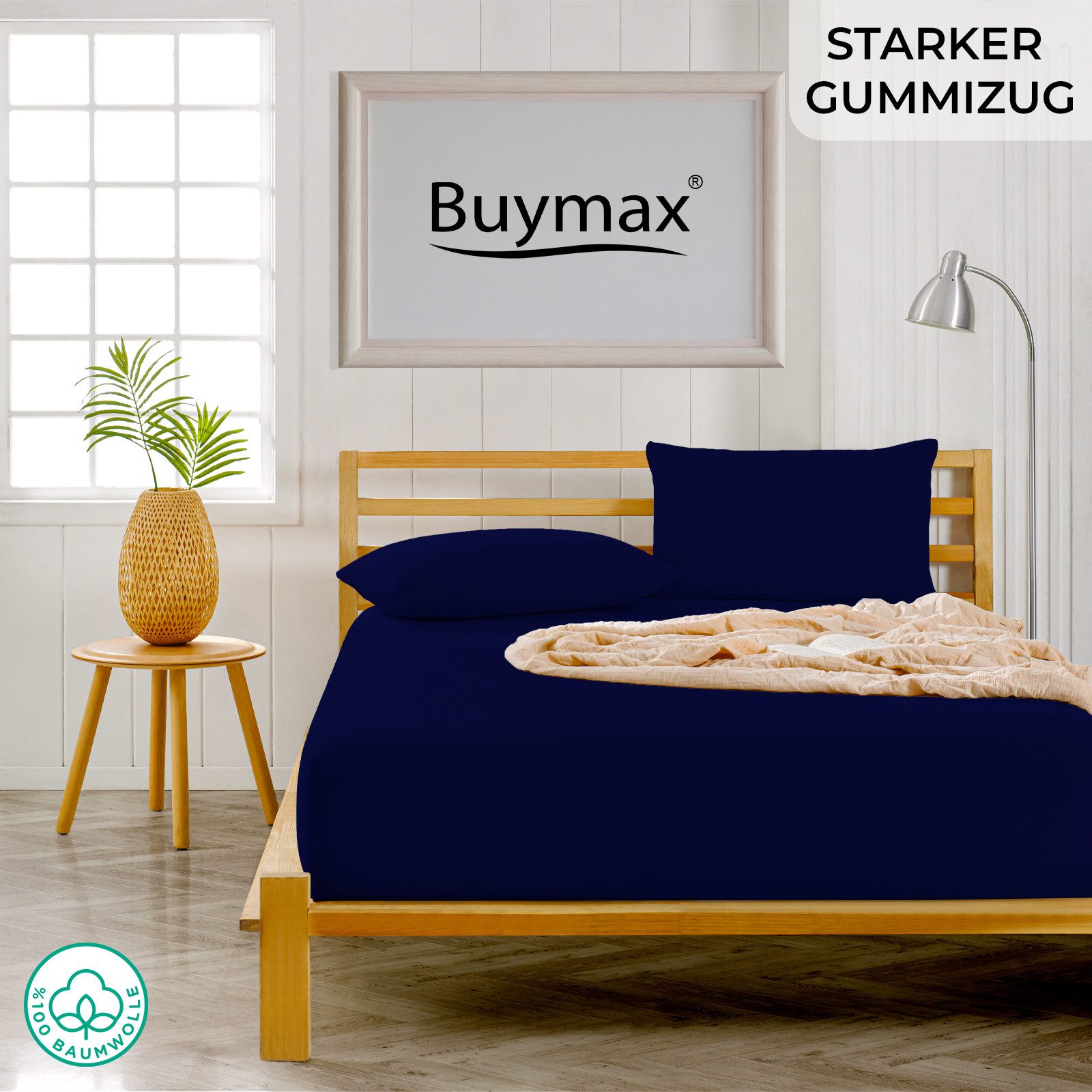 Buymax Spannbettlaken Buymax Jersey aus 100% Baumwolle, Jersey, Gummizug: Rundumgummi, (1 Stück), Pflegeleicht und Atmungsaktiv in Verschiedenen Farben und Größen