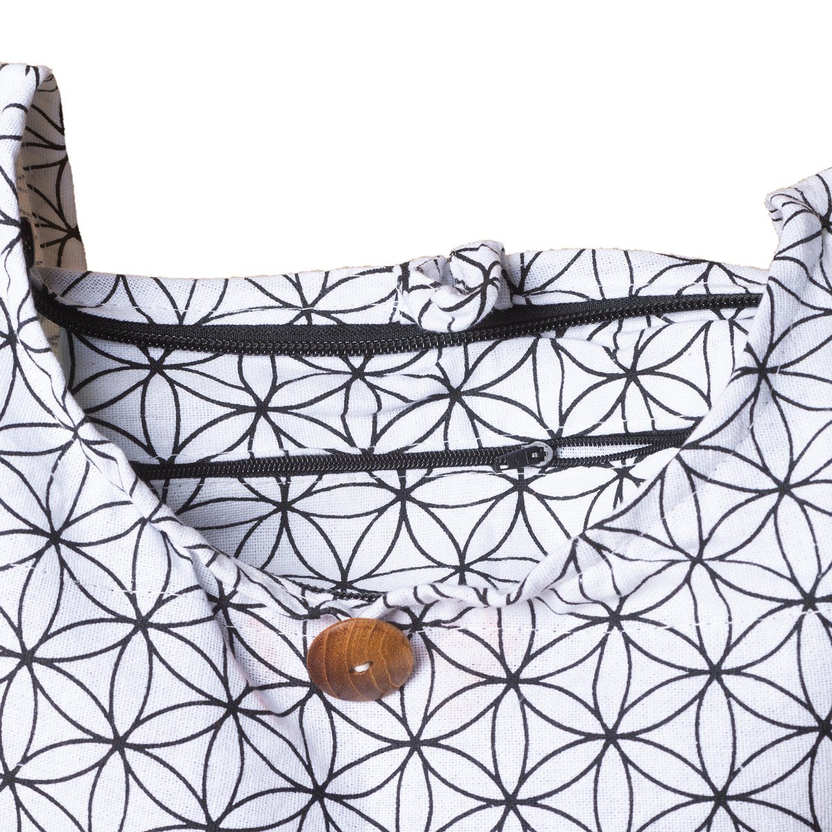 PANASIAM Schultertasche 2 aus als Lebensblume. Geometrix In Umhängetasche, Handtasche und geeignet 100% praktische Wickeltasche weiß Größen Baumwolle Beuteltasche Schulterbeutel auch