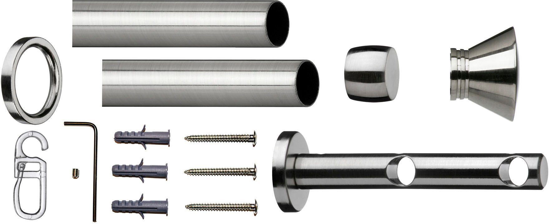 indeko Gardinenstange "Ibiza" Ø 12 mm 2 läufig-läufig Fixmaß Komplett-Set i günstig online kaufen