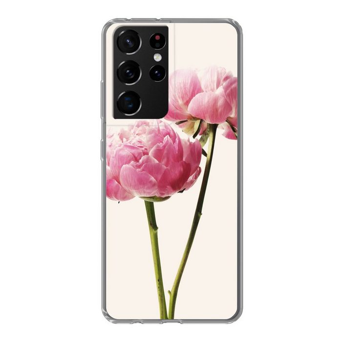 MuchoWow Handyhülle Blumen - Blüte - Rosa Phone Case Handyhülle Samsung Galaxy S21 Ultra Silikon Schutzhülle