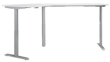 möbelando Schreibtisch 5512 (BxHxT: 248x120x158 cm), aus Metall / Spanplatte in Metall platingrau - weiß matt