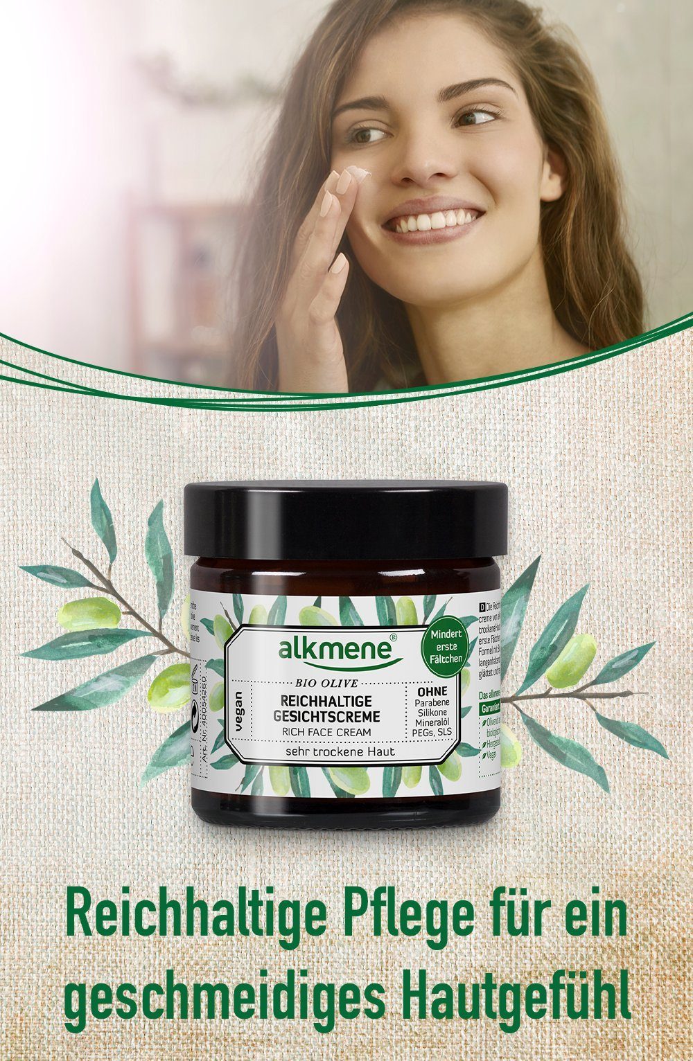 - alkmene Körpercreme Olive 2-tlg. & Gesichtscreme Hautpflege-Set Bio & Intensiv Gesichtscreme, Creme