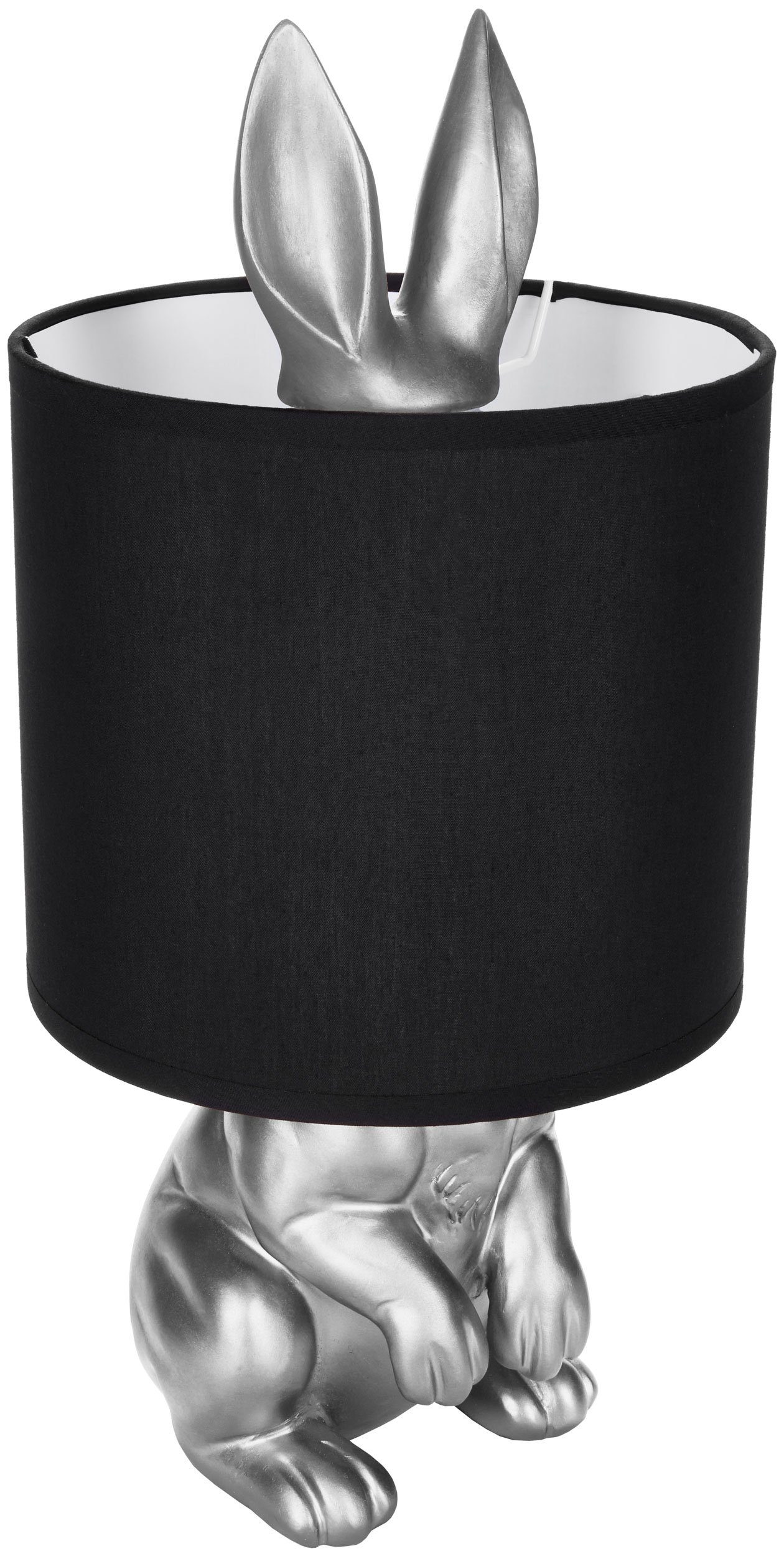 mit Tischlampe Silber, Silber ohne Schirm: BRUBAKER Lampe cm Gold oder Hase Motiv Schwarz Tischleuchte - 42 Nachttischlampe Lampenschirm, Leuchtmittel, Keramikfuß, mit Höhe