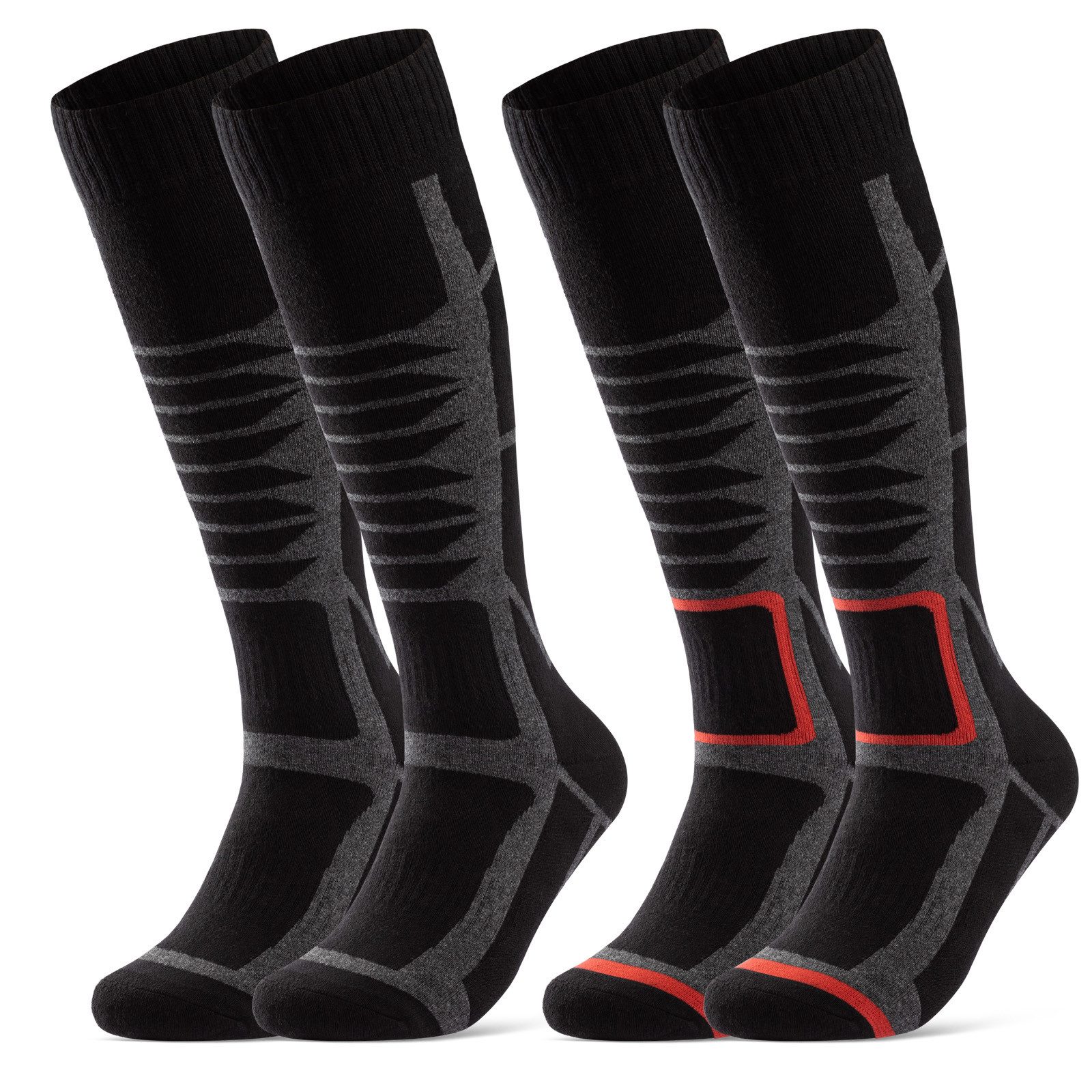 sockenkauf24 Skisocken 2 Paar Ski Гольфы Herren & Damen Ski Socken lang Atmungsaktiv