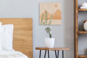 OneMillionCanvasses® Leinwandbild Kaktus - Wüste - Pastell - Boho - Aquarell, (1 St), Leinwand Bilder für Wohnzimmer Schlafzimmer