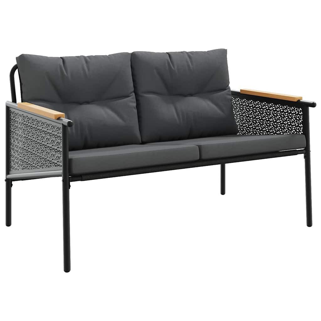 vidaXL Gartenlounge-Set 5-tlg. Balkonmöbel-Set mit Kissen Schwarz Stahl, (1-tlg)