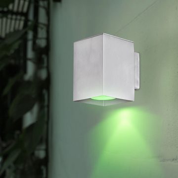 etc-shop Außen-Wandleuchte, Leuchtmittel inklusive, Warmweiß, Farbwechsel, LED Außen Leuchte Wand Garten Strahler Fernbedienung im Set