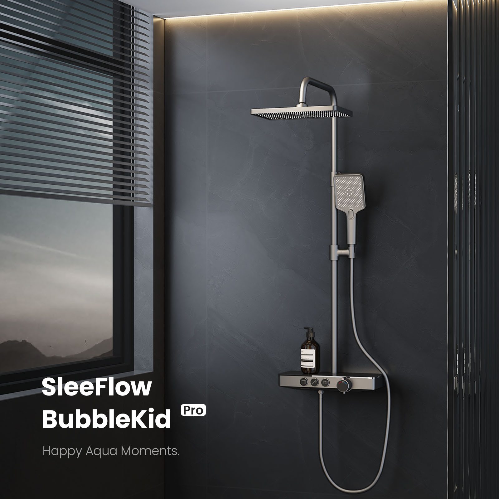 EMKE Duschsystem mit Thermostat 38℃ eckig Regenduschset und Kopfbrause Dusc günstig online kaufen