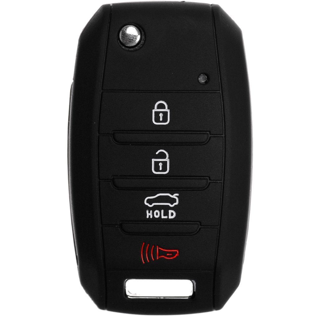 Rio Schutzhülle Schlüssel 4 Schwarz, Schlüsseltasche KIA Silikon Autoschlüssel Soulens Picanto Tasten mt-key für Sorento Softcase Ceed Sportage