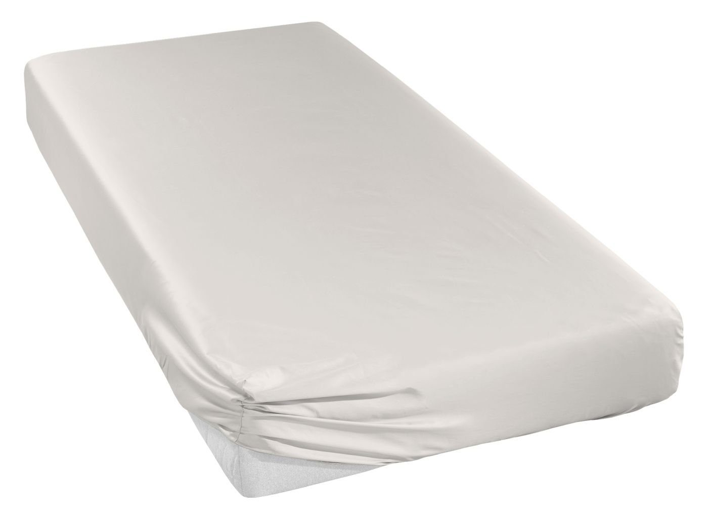 Curt Bauer Spannbettlaken Uni-Mako-Satin Uni-Mako-Satin nebel 140 cm x 200 cm, Baumwolle, Gummizug: Rundum, (1 Stück), Bettlaken mit Gummizug in 90x200 140x200 180x200 und weitere Größen
