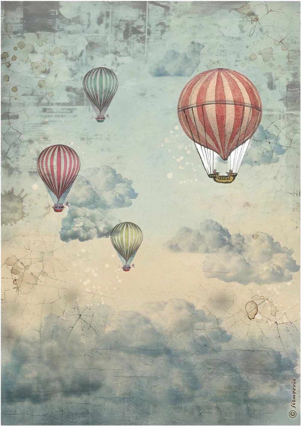 Stamperia Seidenpapier Motiv-Strohseide Voyages Fantastiques - Air Balloo, DIN A4