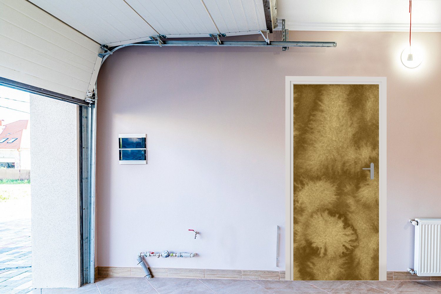 Türaufkleber, Fototapete bedruckt, St), - Farbe Abstrakt, Tür, Matt, MuchoWow für 75x205 - cm Gold (1 Türtapete