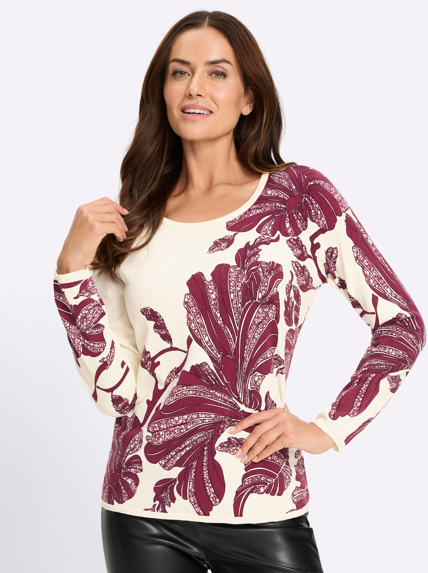Strickpullover Druck-Pullover Langarm