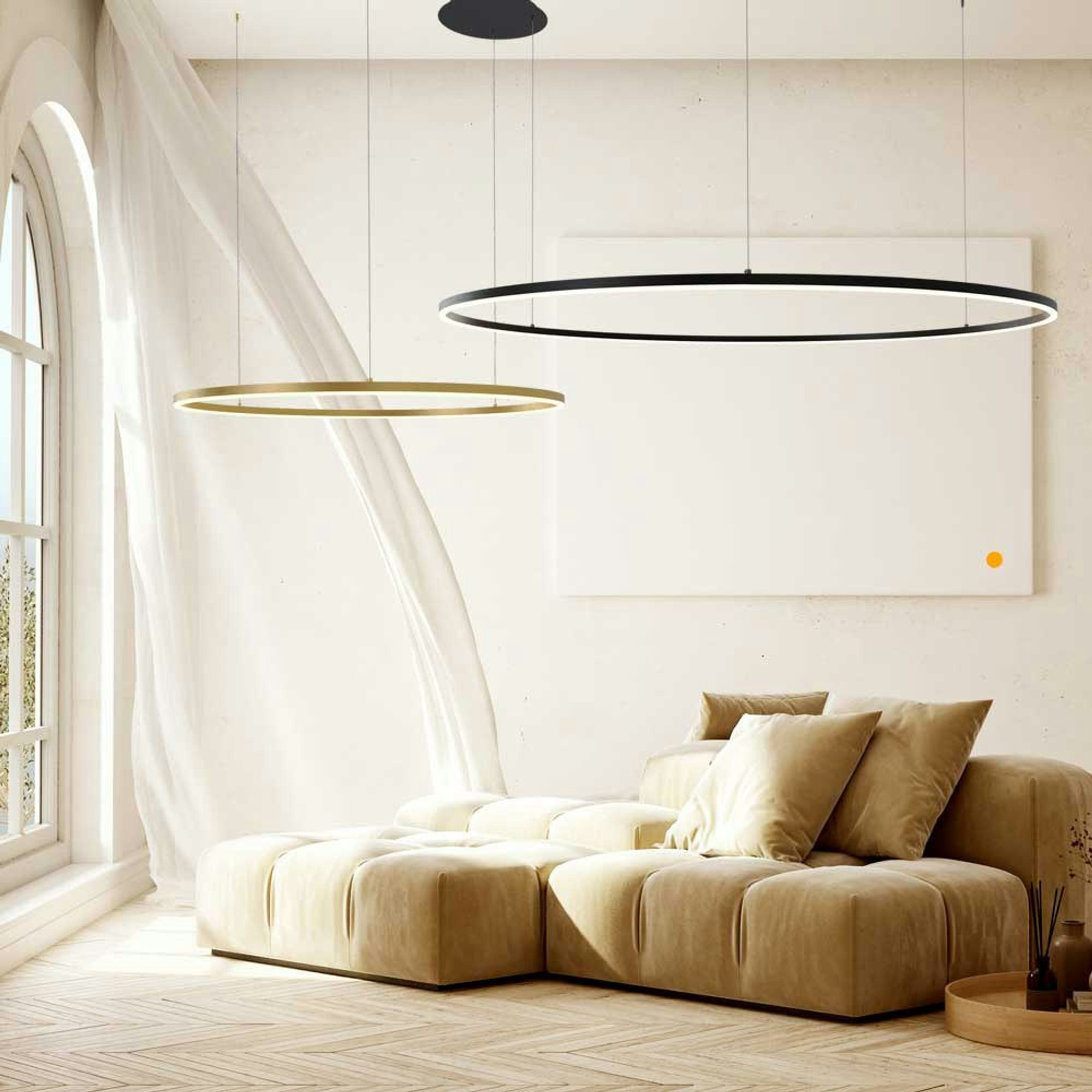 s.luce Pendelleuchte LED 2er-Ring Hängelampen Kombination Exzentrisch Schwarz, Warmweiß