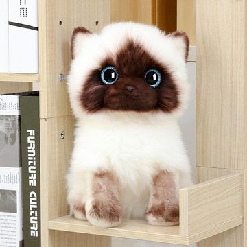 yozhiqu Kuscheltier Simulation siamesische Katzenpuppe Plüschpuppe Katzenspielzeug (1-St), Niedliche Dekoration - perfektes Geschenk für Kinder