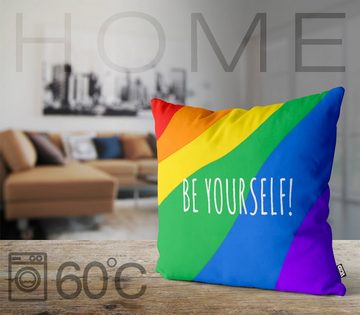 Kissenbezug, VOID (1 Stück), Be Your Self Pride Schriftzug Motto Gay pride flag parade club LGBTQ