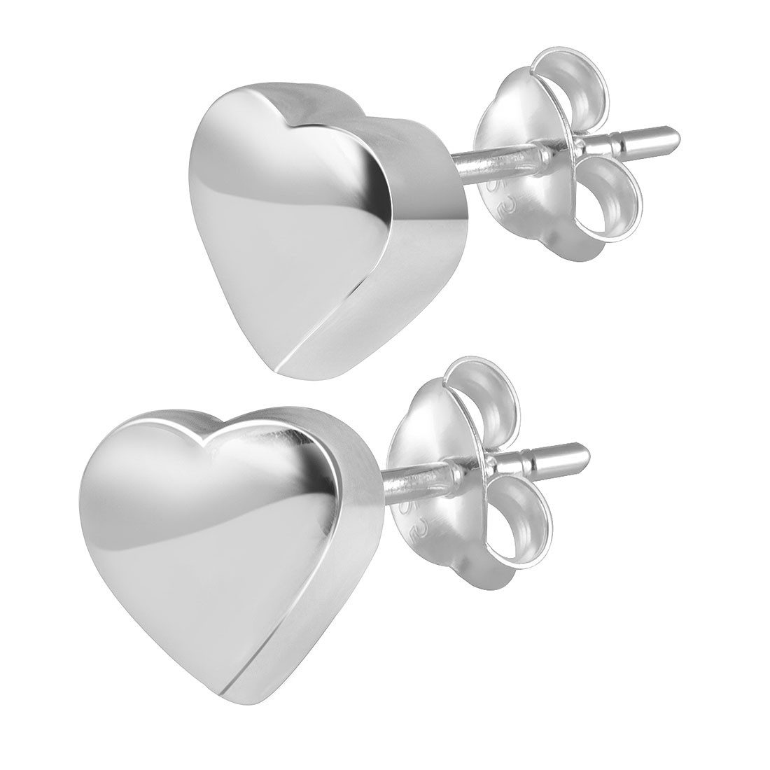Materia Paar Ohrstecker Kinderohrringe Silber Herz klein SO-227, 925 Sterling Silber, hochglanzpoliert