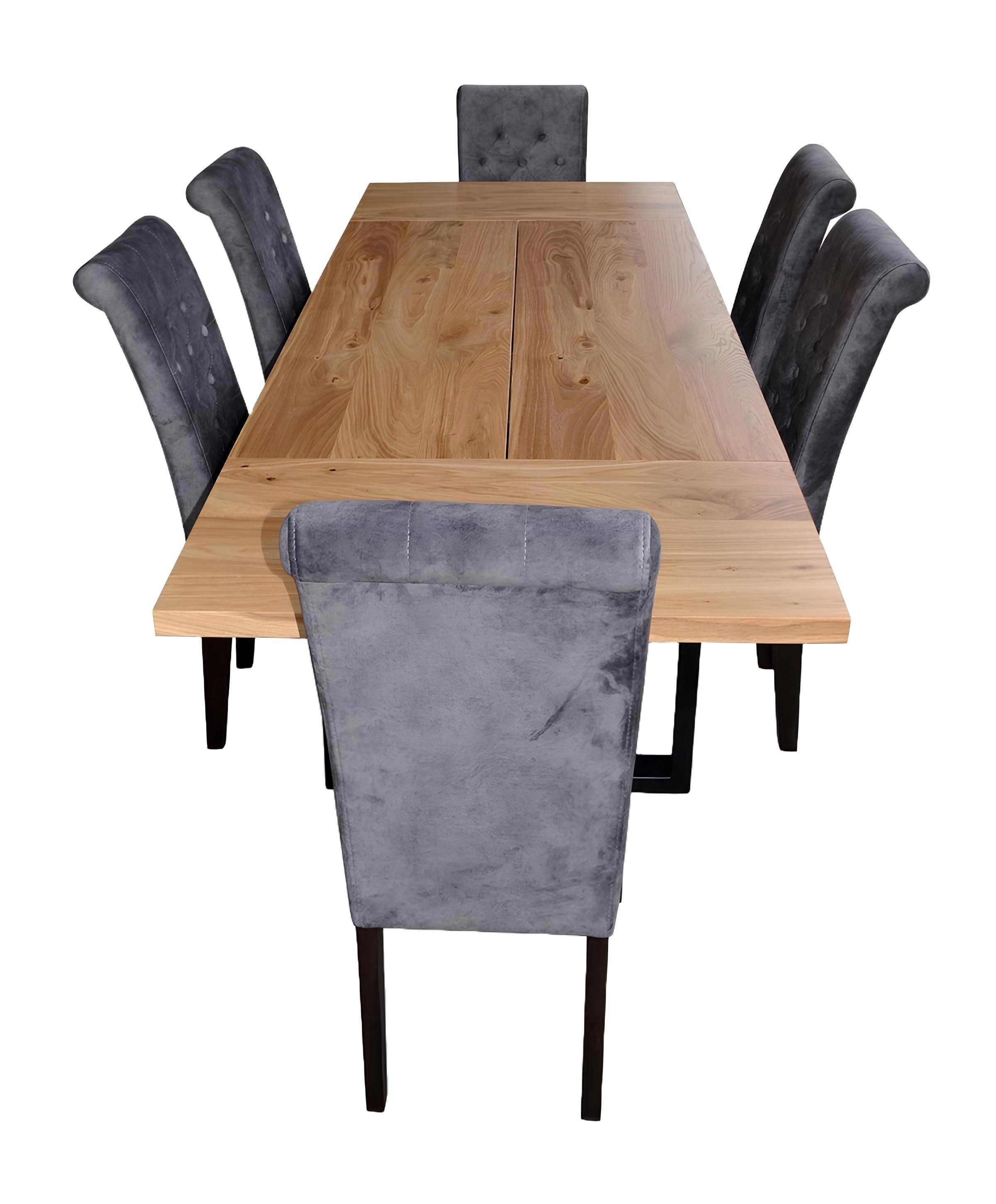 Xlmoebel Essgruppe Esszimmertisch aus Holz mit 6 Stühlen in modernem Design, (7-tlg., 7tlg. Esszimmer Set (Esstisch + 6x Stühle), Hergestellt in Europa
