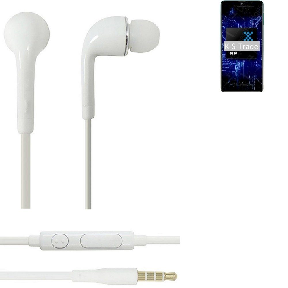 K-S-Trade für Samsung Galaxy M62 In-Ear-Kopfhörer (Kopfhörer Headset mit Mikrofon u Lautstärkeregler weiß 3,5mm)