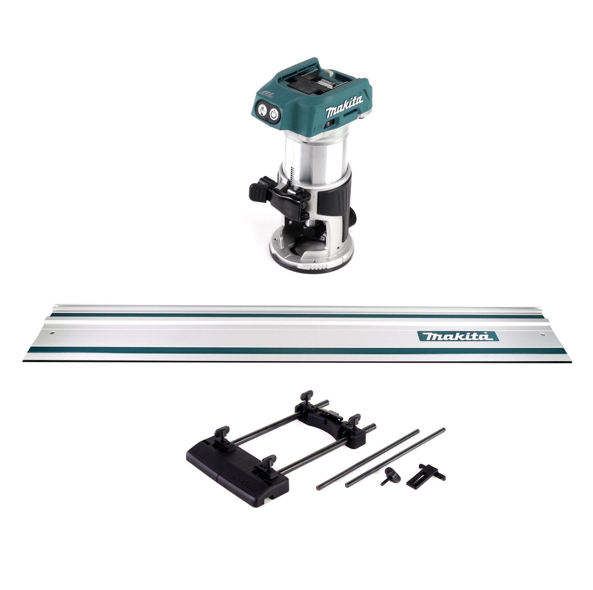 Makita Akku-Multifunktionsfräse DRT 50 Z Akku Multifunktionsfräse 18V Brushless Solo + Fu?hrungsschie