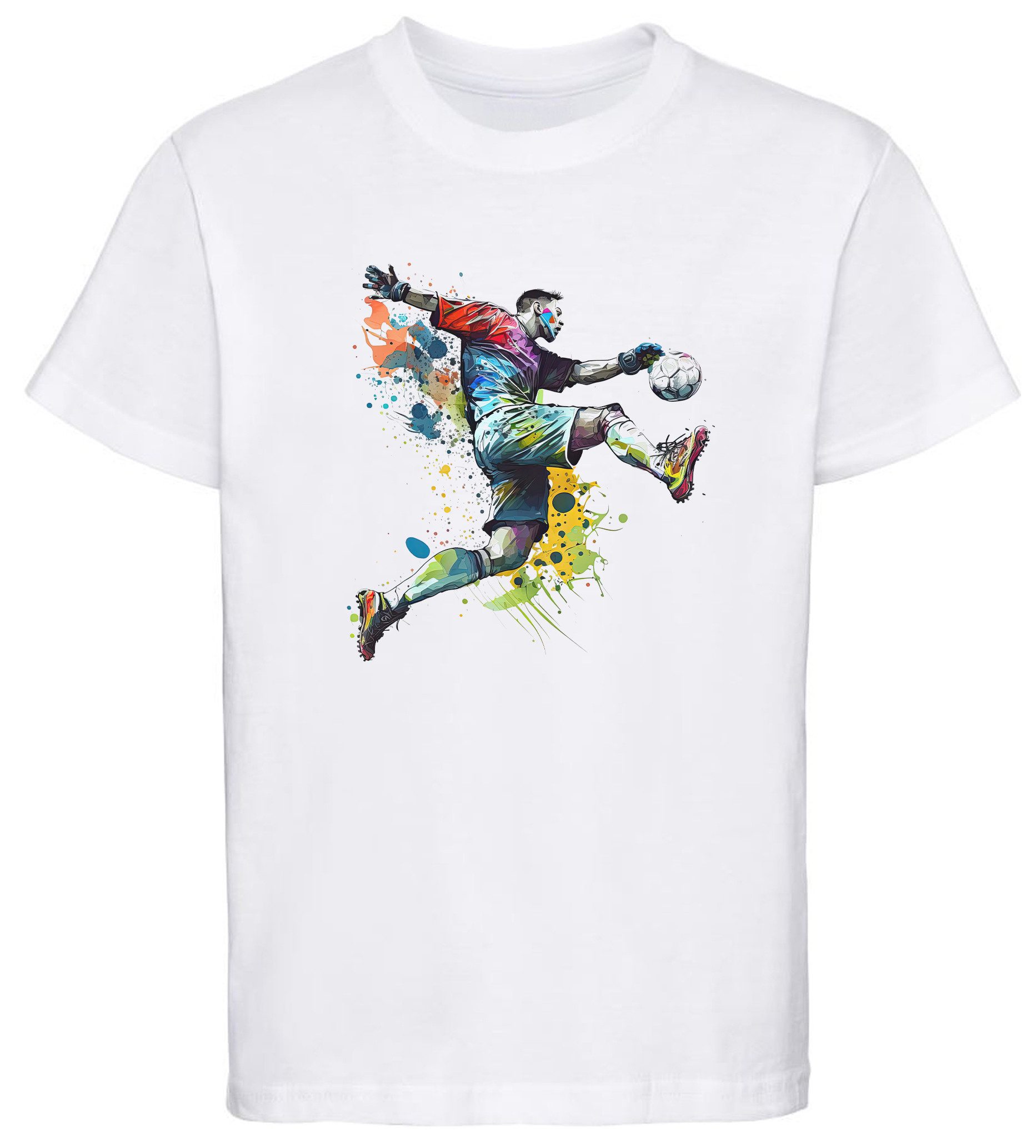 MyDesign24 T-Shirt Kinder Fussball Print Shirt - Torwart Bedrucktes Fussball T-Shirt i476