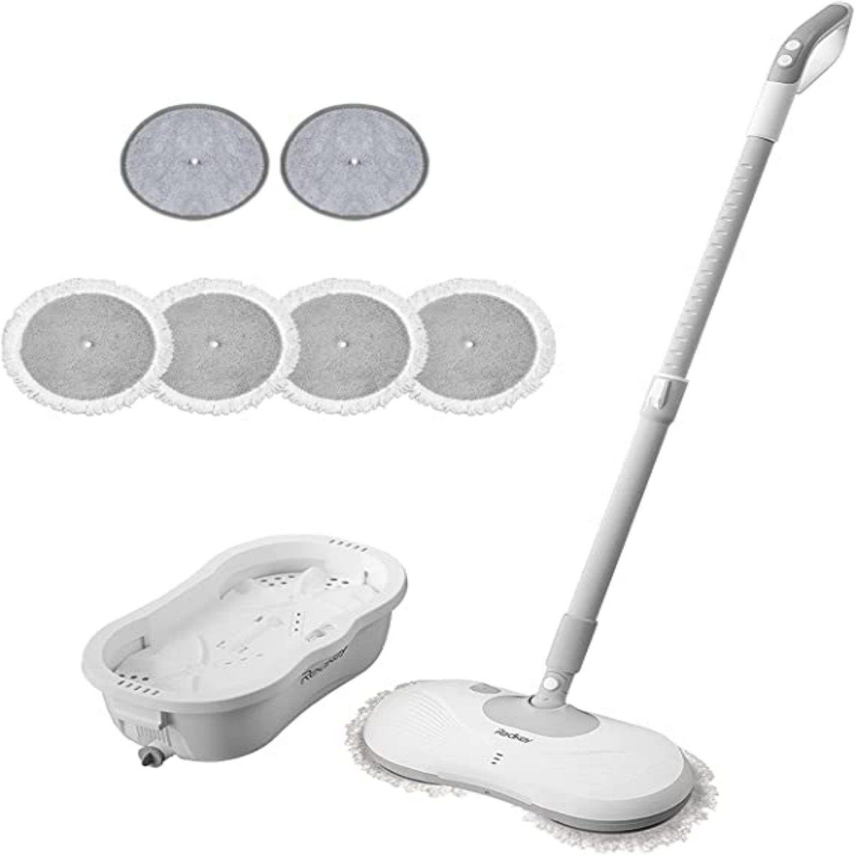 Redkey Akku-Wischmopp Drehmopp M1 mit selbstreinigendem Eimer, 60 W, Dual Spin Head, 250ML Großer Tank, Wischmopp mit LED-Frontlicht und Wasser-Sprühfunktion