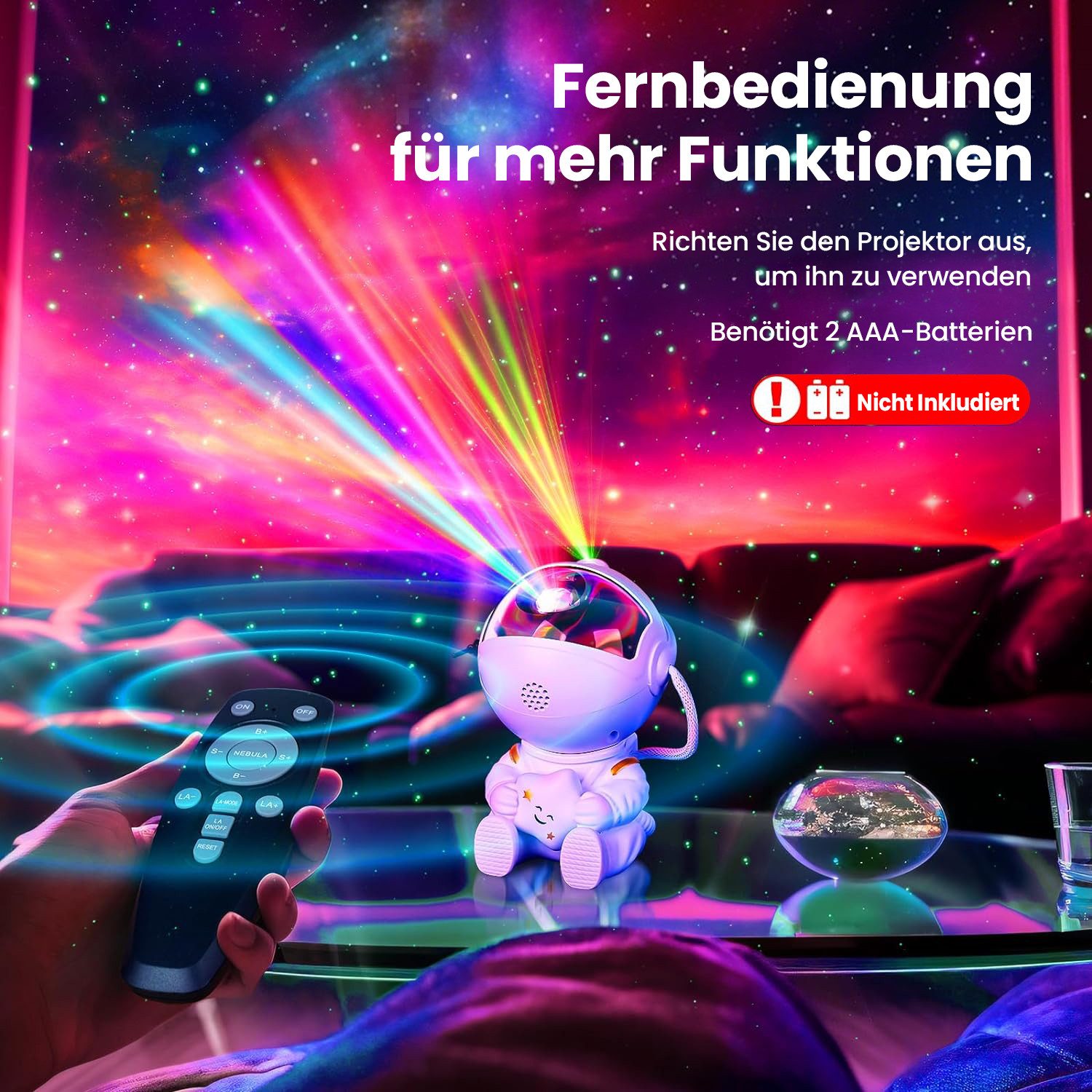 ANYSUN Nachtlicht LED Sternenhimmel Astronaut Galaxy Projektor, LED fest integriert, LED Sternenprojektor mit Nebel und Fernbedienung – Bild 4 von 5