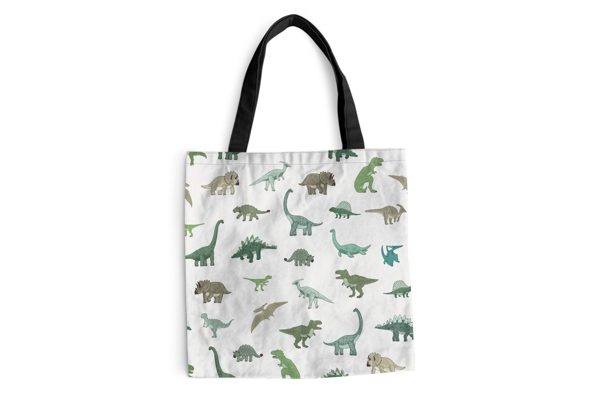 MuchoWow Shopper Dinosaurier - Grün - Jungen - Braun - Kind - Muster, Handtasche, Damen und Herren, Schultertasche, Umhängetasche, Tote Bag