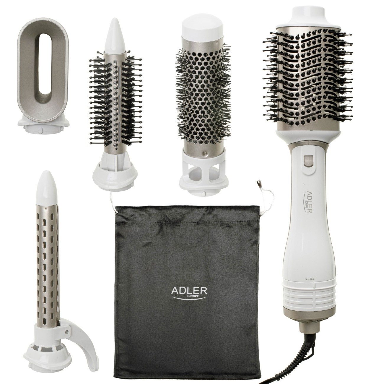 Adler Stylingbürste AD 2027, 5-in-1 Stylingbürste mit Haartrockner, 5 Aufsätze