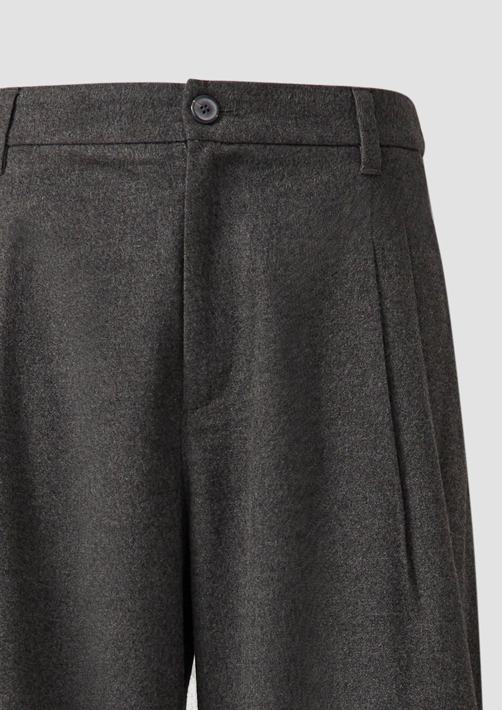s.Oliver Chinos Hose Flanell-Hose mit Bundfalten und weitem Bein