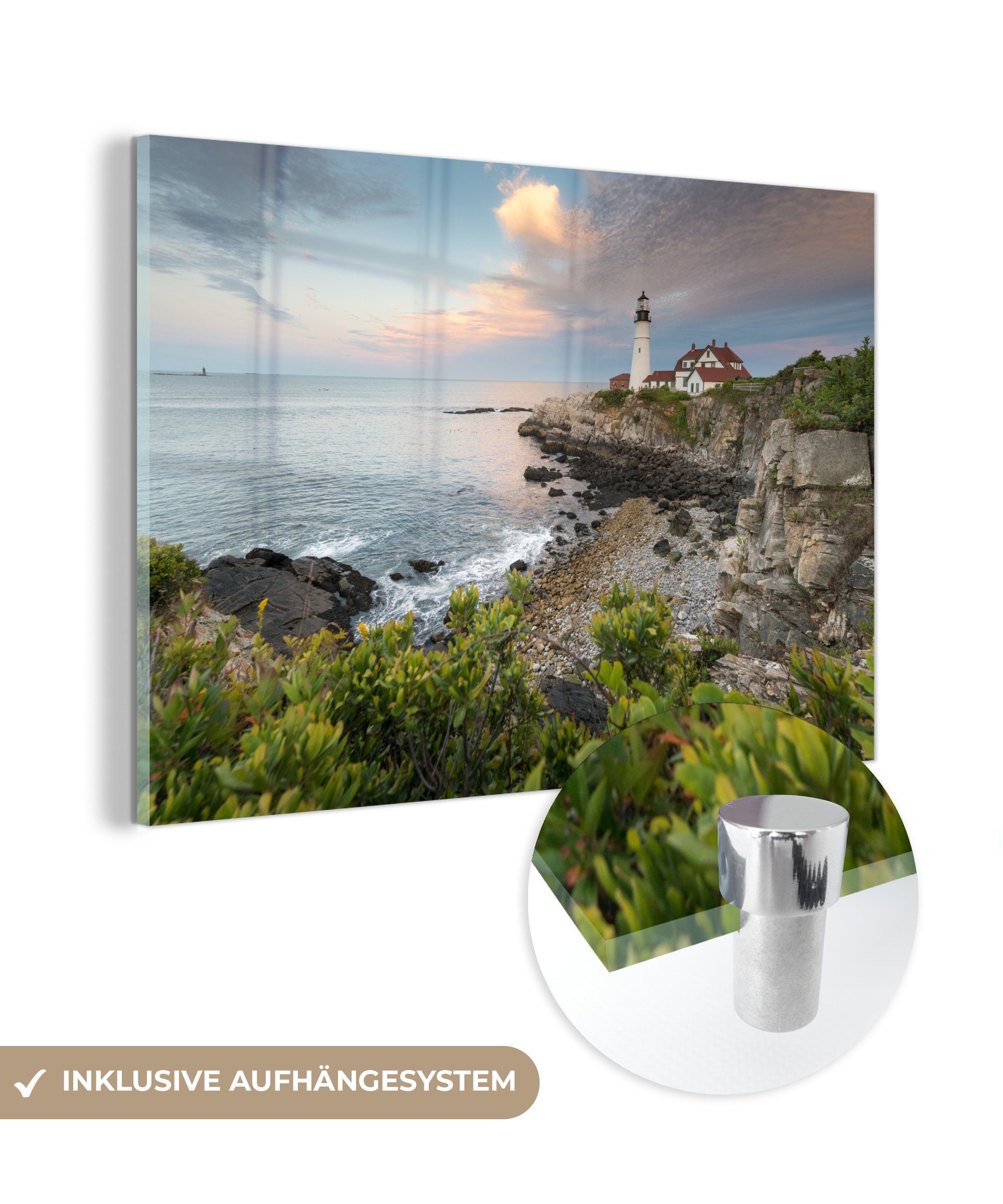 in (1 Schlafzimmer Acrylglasbilder Leuchtturm Wohnzimmer MuchoWow Acrylglasbild & Maine, St),