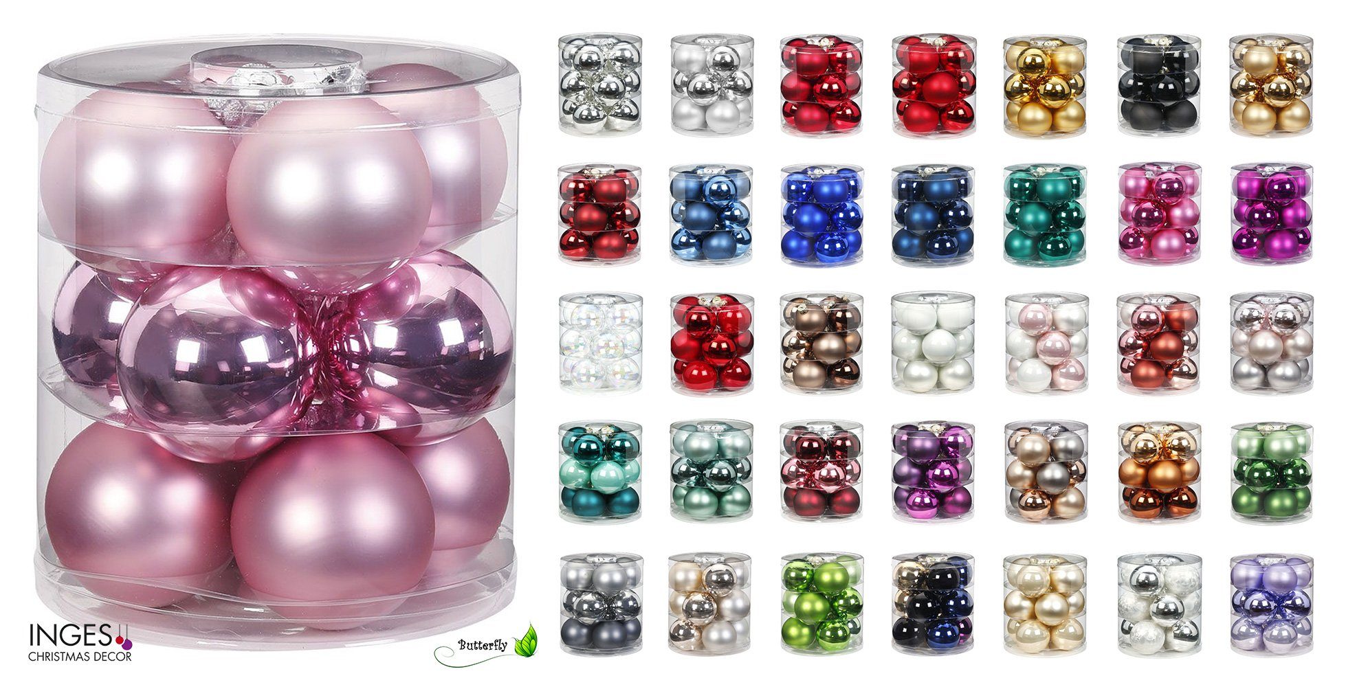 MAGIC by Inge Christbaumschmuck, Weihnachtskugeln Glas 8cm, 12 Stück