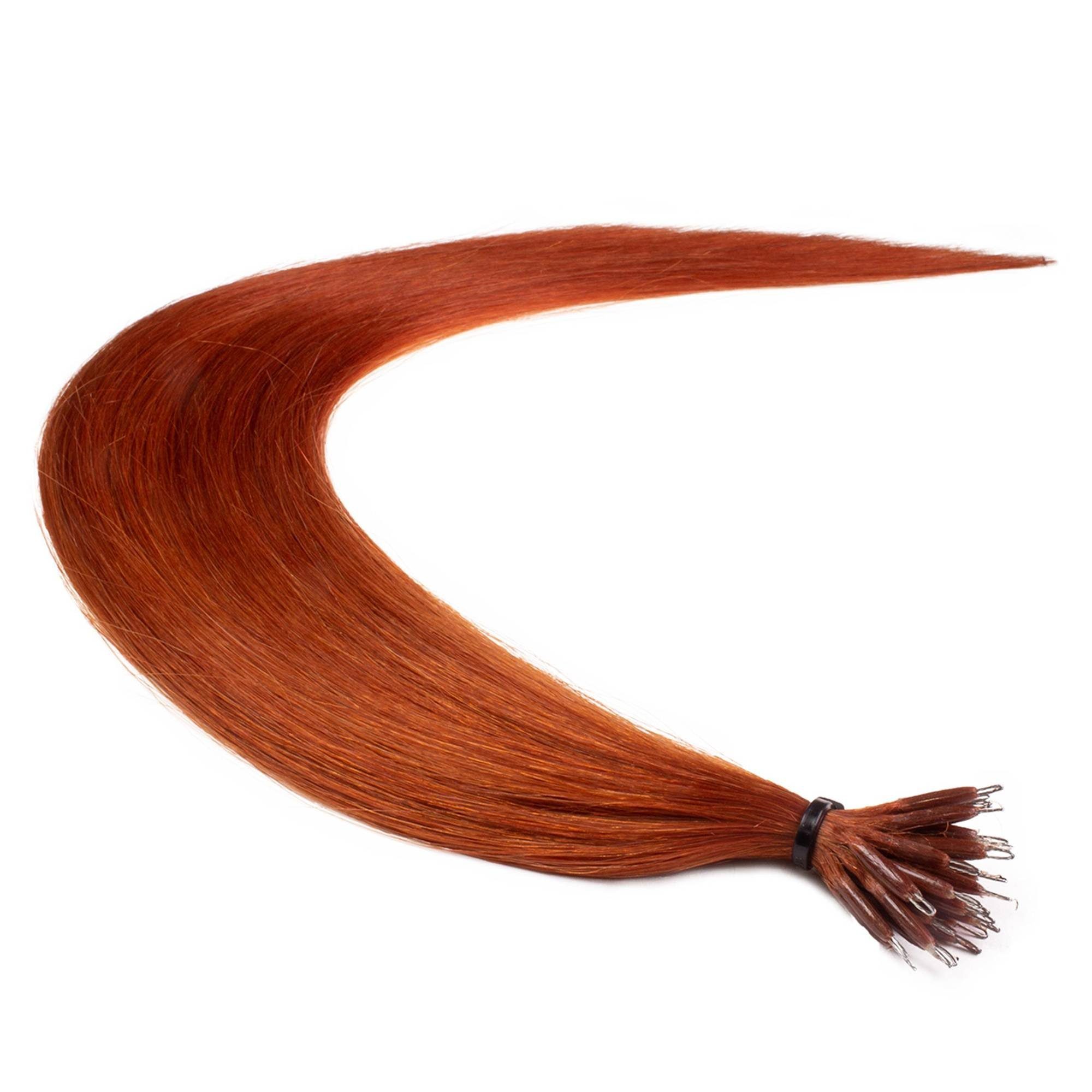 Premium Nanoring Hellblond Echthaar-Extension 50cm hair2heart #8/43 Extensions Rot-Gold